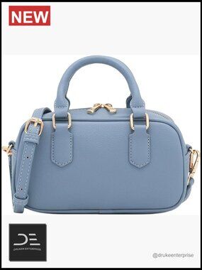 PU Leather Mini Satchel Purse Crossbody Bag with Gold Tone Hardware